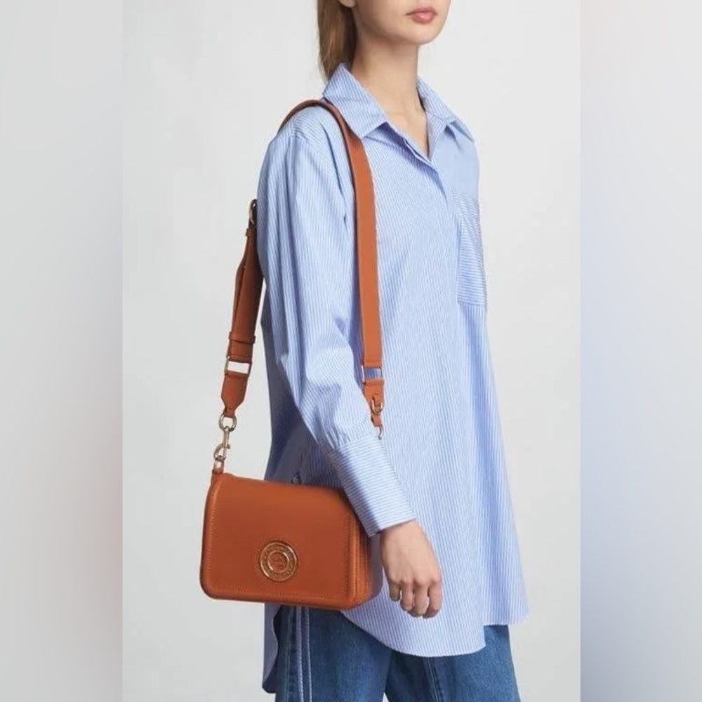 !SOLD! Marc Jacobs Cognac Leather Messenger Shoulder/Crossbody Bag wAdjust Strap - Picture 7 of 10